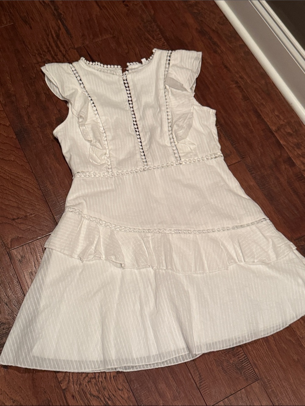 White Ruffled Embroidered Summer Dress - Picture 11 of 12